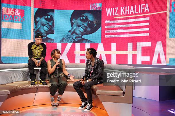 Wiz Khalifa visits BET's "106 & Park" at BET Studios on April 17, 2013 in New York City.