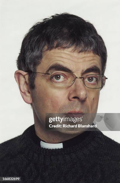 English actor and comedian Rowan Atkinson stars as a hapless pastor in the film 'Keeping Mum', 2005.