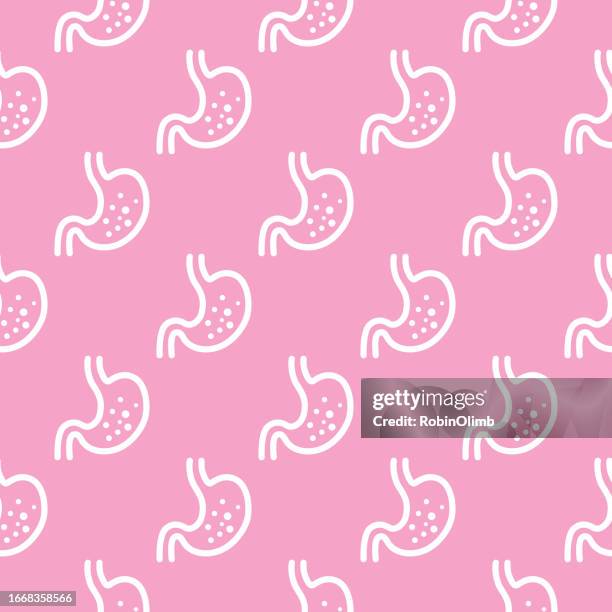 pink and white upset stomach seamless pattern - heartburn stock illustrations