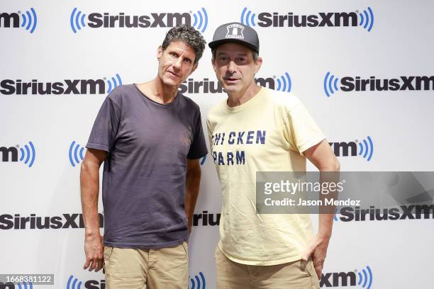 Mike D and Ad-Rock of Beastie Boys visit SiriusXM Studios on September 08, 2023 in New York City.