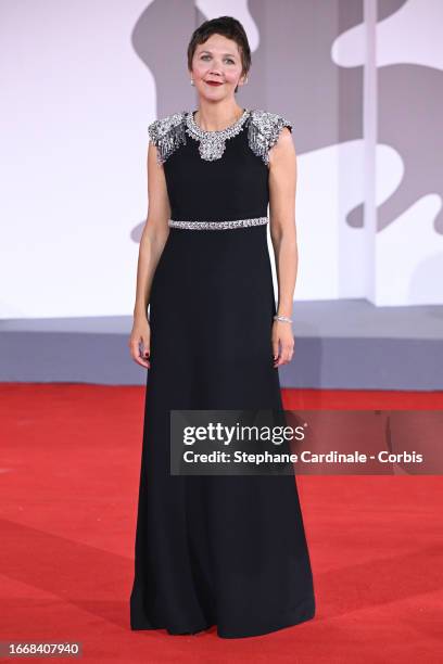 Maggie Gyllenhaal attends a red carpet for the movie "Memory" at the 80th Venice International Film Festival on September 08, 2023 in Venice, Italy.