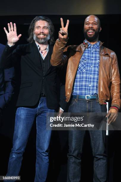 Actors Anson Mount and Common attend the AMC Upfront 2013 at the 69th Regiment Armory on April 17, 2013 in New York City.