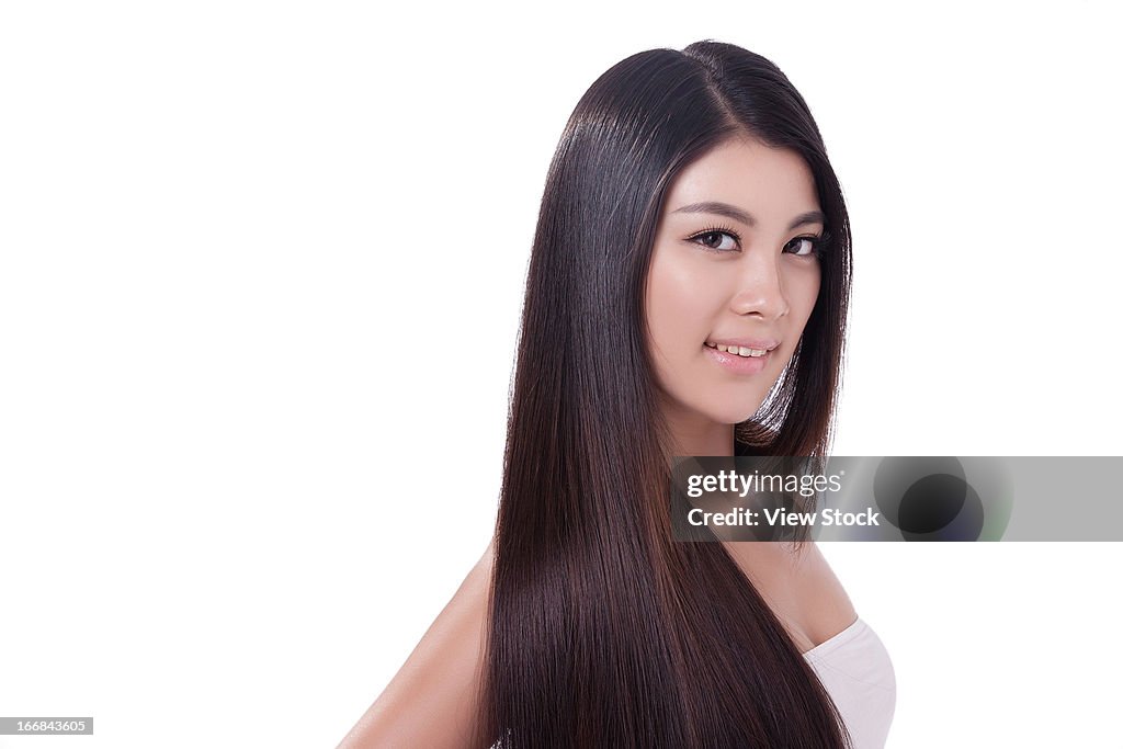 Young lady and silky hair