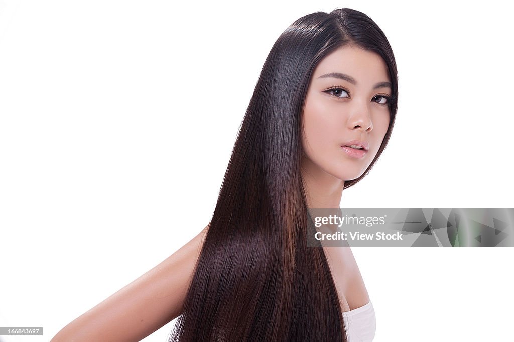 Young lady and silky hair