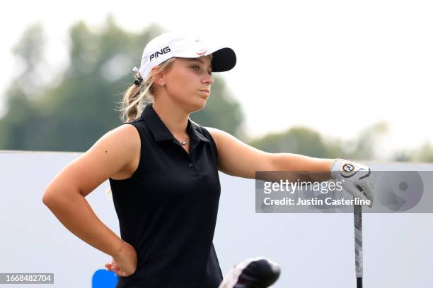 Mia Hammond of the United States looks on from the 13th tee during the second round of the Kroger Queen City Championship presented by P&G at Kenwood...