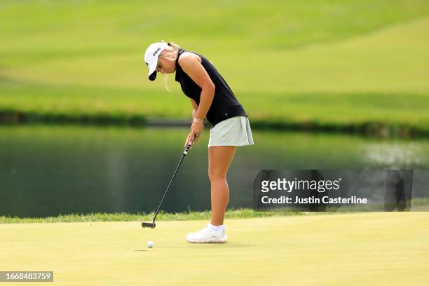 Mia Hammond of the United States putts on the 12th green during the second round of the Kroger Queen City Championship presented by P&G at Kenwood...