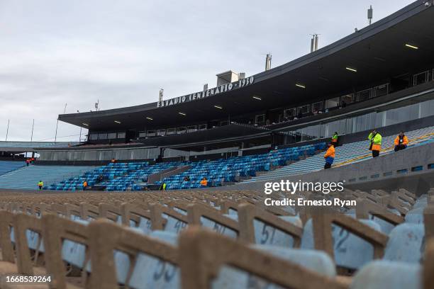 General view inside the Centenario Stadium prior to a FIFA World Cup 2026 Qualifier match between Uruguay and Chile on September 08, 2023 in...