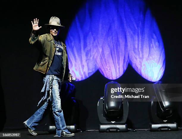 Johnny Depp appears at a Walt Disney Studios Motion Pictures presentation to promote the upcoming film 'The Lone Ranger' held at The Colosseum at...