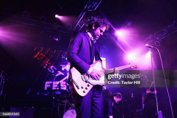 Aaron Dessner of The National performs at the Opening Night After Party and Performance during the 2013 Tribeca Film Festival on April 17, 2013 in...