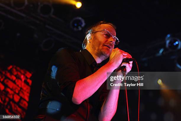 Matt Berninger of The National performs on stage at the Opening Night After Party and Performance during the 2013 Tribeca Film Festival on April 17,...