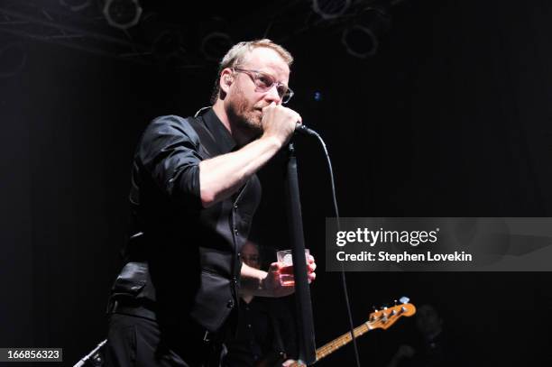 Matt Berninger of The National performs on stage at the Opening Night After Party and Performance during the 2013 Tribeca Film Festival on April 17,...