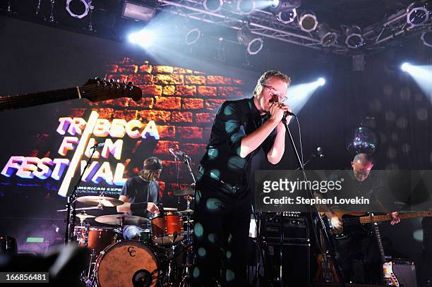 Matt Berninger of The National performs on stage at the Opening Night After Party and Performance during the 2013 Tribeca Film Festival on April 17,...