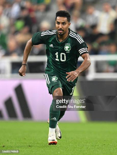 Saudia Arabia player Salem Aldawsari in action during the International Friendly match between Saudi Arabia and Costa Rica at St James' Park on...