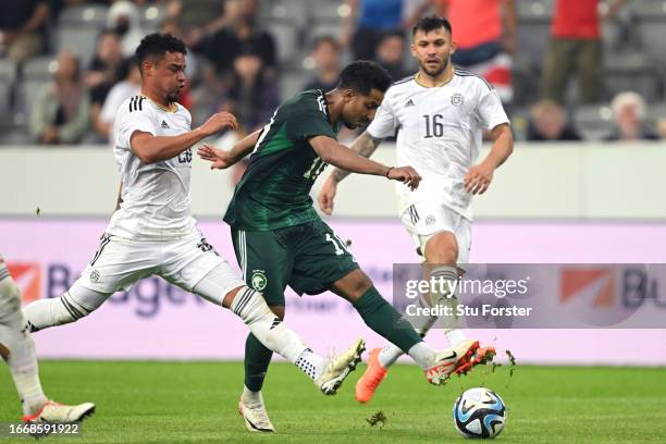 Saudia Arabia player Salem Aldawsari in action during the International Friendly match between Saudi Arabia and Costa Rica at St James' Park on...