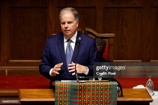 Former U.S. Sen. Doug Jones speaks at the 60th Commemoration of the 16th Street Baptist Church bombing on September 15, 2023 in Birmingham, Alabama....
