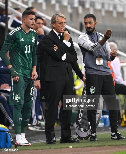 Saudi Arabia Coach Roberto Mancini reacts on the touchline during the International Friendly match between Saudi Arabia and Costa Rica at St James'...