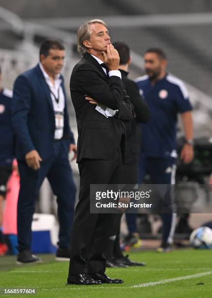 Saudi Arabia Coach Roberto Mancini reacts on the touchline during the International Friendly match between Saudi Arabia and Costa Rica at St James'...