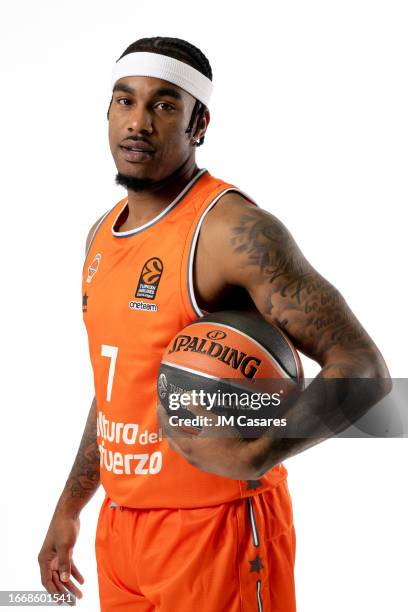 Chris Jones, #7 poses during 2023/2024 Turkish Airlines EuroLeague Media Day Valencia Basket at L'Alqueria del Basket on September 15, 2023 in...