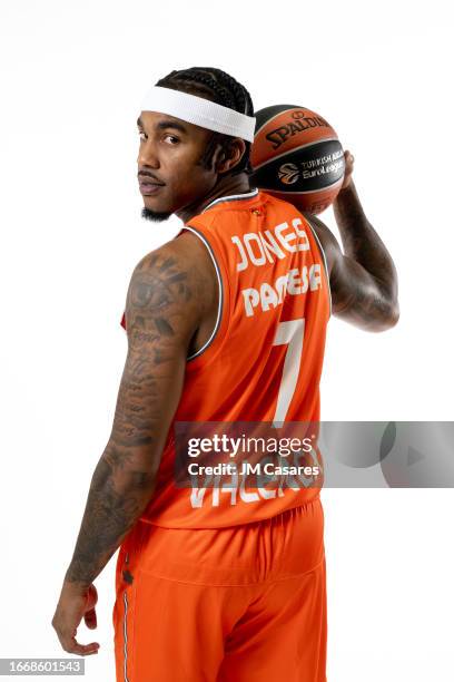 Chris Jones, #7 poses during 2023/2024 Turkish Airlines EuroLeague Media Day Valencia Basket at L'Alqueria del Basket on September 15, 2023 in...