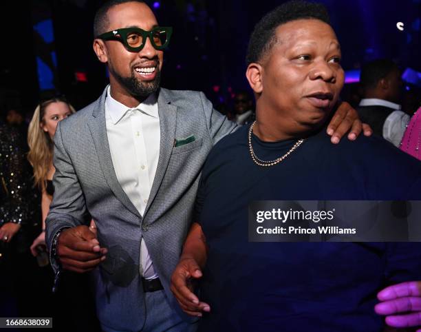 Cortez Bryant and Mannie Fresh attend the 2023 BMI R&B/Hip-Hop Awards Show at LIV Nightclub at Fontainebleau Miami on September 6, 2023 in Miami...