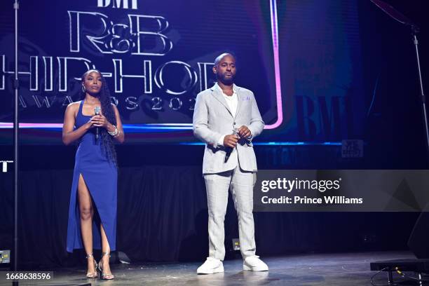 Christopher Scott Wallace and Byron Wright onstage during the 2023 BMI R&B/Hip-Hop Awards Show at LIV Nightclub at Fontainebleau Miami on September...