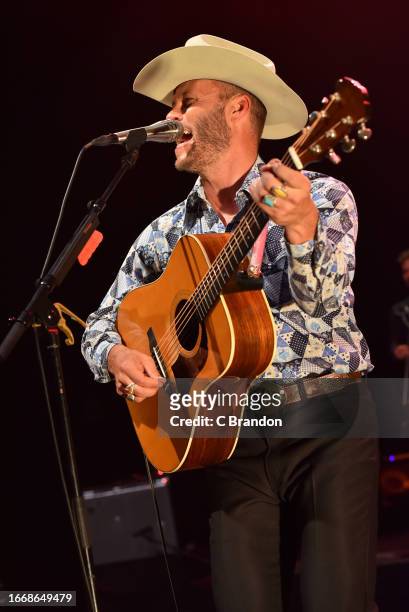 Charley Crockett performs on stage at the O2 Shepherd's Bush Empire on September 08, 2023 in London, England.