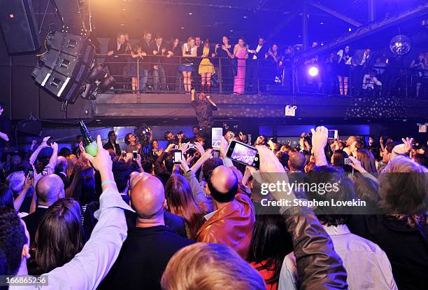 Matt Berninger of The National performs in the crowd at the Opening Night After Party and Performance during the 2013 Tribeca Film Festival on April...