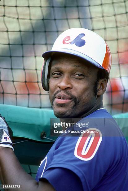 Al Oliver of the Montreal Expos looks on during batting practice before a Major League Baseball circa 1983. Oliver played for the Expos from 1982-83.