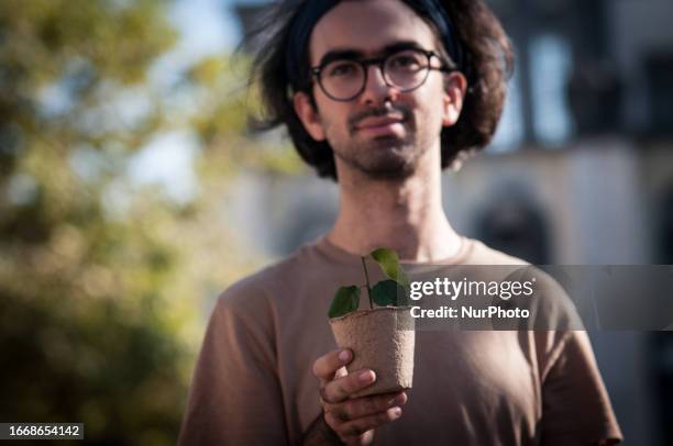 Members of the Fridays for Future climate action movement they gather in the Garbatella district in Piazza Damiano Sauli, during a worldwide Fridays...