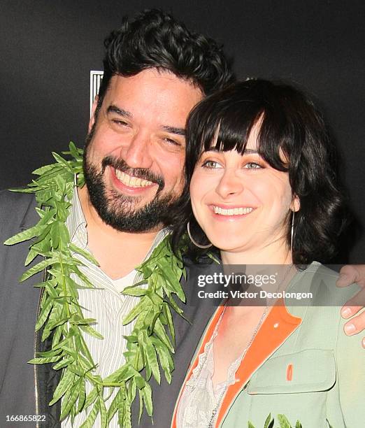 Actor/Comedian Horatio Sanz and Jenn Schatz attend the premiere of "Cheech and Chong's Animated Movie!" at The Roxy Theatre on April 17, 2013 in West...