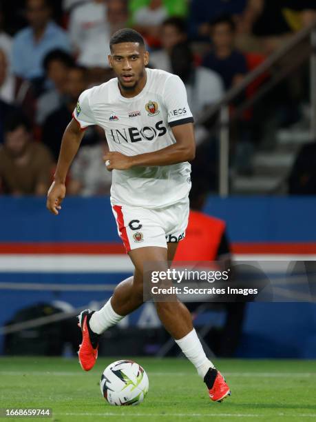 Jean Clair Todibo of OGC Nice during the French League 1 match between Paris Saint Germain v Nice at the Parc des Princes on September 15, 2023 in...