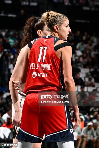 Elena Delle Donne of the Washington Mystics looks on during the game against the New York Liberty during round one game one of the 2023 WNBA Playoffs...