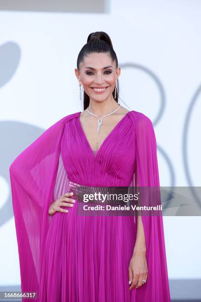 Caterina Murino attends a red carpet for the movie "Hors-Saison " at the 80th Venice International Film Festival on September 08, 2023 in Venice,...