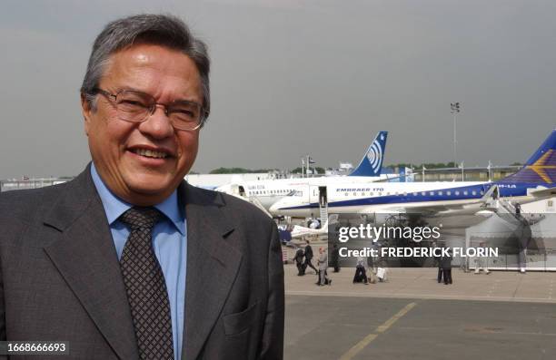 Empresa Brasileira de Aeronautica CEO Brazilian Mauricio Botelho is pictured at the Paris Air Show in Le Bourget, 17 June 2003. The Brazilian...