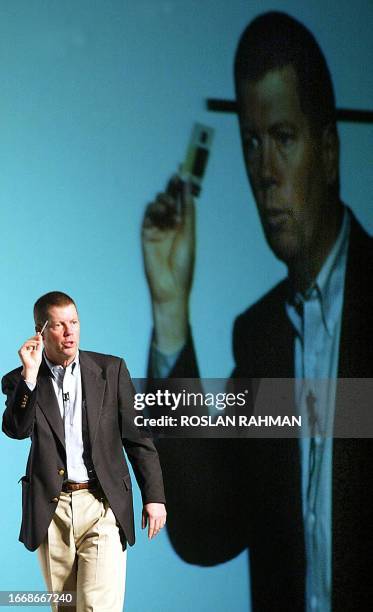 Scott McNealy, Chairman, President and CEO of Sun Microsystems speaks during his public address on "The Next Big Thing in Technology" in Singapore,...