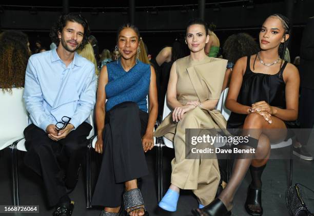 Ben Whishaw, Sophie Okonedo, Hayley Atwell and Yasmin Finney attend the JW Anderson show during London Fashion Week September 2023 at The Roundhouse...
