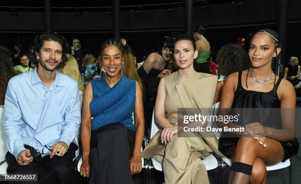 Ben Whishaw, Sophie Okonedo, Hayley Atwell and Yasmin Finney attend the JW Anderson show during London Fashion Week September 2023 at The Roundhouse...