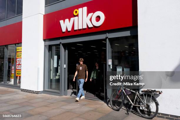 Homeware and hardware brand Wilko which is using its shop window to advertise it's store is closing sale offering discounts on 15th September 2023 in...