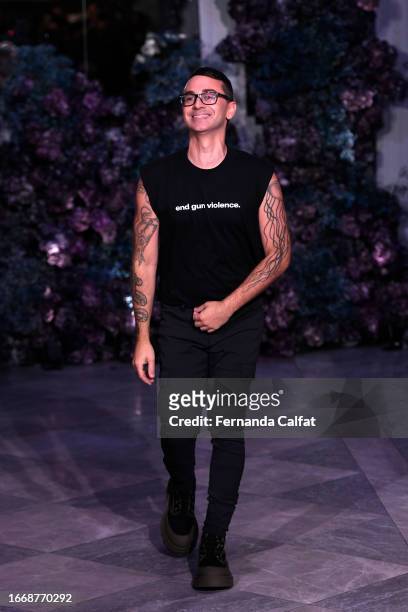 Designer Christian Siriano walks the runway during TRESemme X Christian Siriano - Runway during New York Fashion Week 2023 at The Pierre Hotel on...