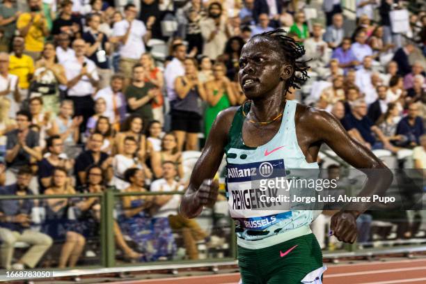 Lilian Kasait Rengeruk of Kenya competes in the 5 000m women during the AG Memorial Van Damme Diamond League meeting at King Baudouin Stadium on...