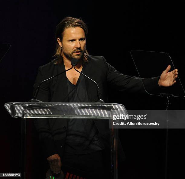 Songwriter of the Year award recipient Max Martin speaks at the 30th Annual ASCAP Pop Music Awards at Loews Hollywood Hotel on April 17, 2013 in...