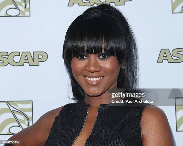 Singer / Songwriter Priscilla Renea attends the 30th annual ASCAP Pop Music awards show at Hollywood & Highland Center on April 17, 2013 in...