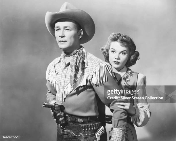Married American actors Dale Evans and Roy Rogers , circa 1950.