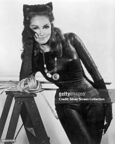 American actress Julie Newmar as Catwoman in a promotional portrait for the TV series 'Batman', circa 1966.