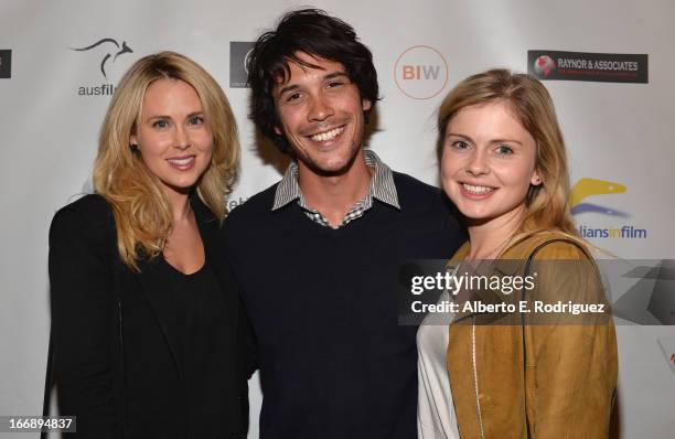 Actors Anna Hutchison, Bob Morley and Rose McIver attend Australians In Film's screening of Revival Film Company's "Blinder" at Los Angeles Film...