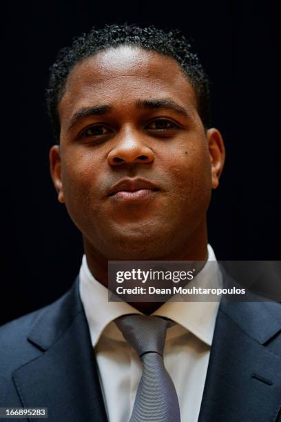 Patrick Kluivert, former player and UEFA Europa League Final 2013 Ambassador poses prior to the UEFA Europa League trophy handover ceremony at Beurs...