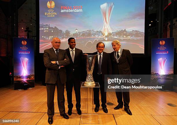 Michael van Praag, KNVB President, Patrick Kluivert, Former player and UEFA Europa League Final 2013 Ambassador, Michel Platini, President of the...