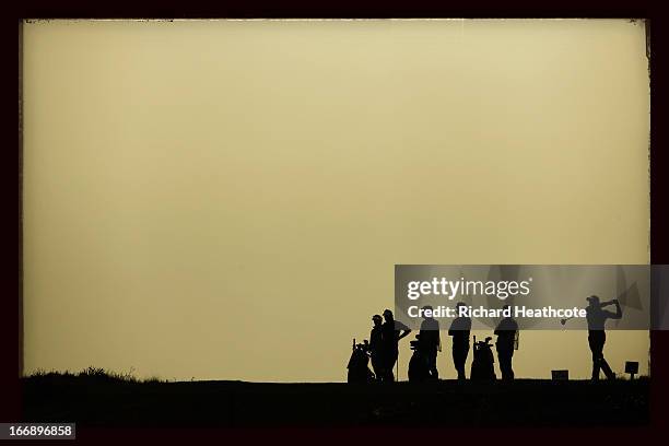 Oliver Fisher of England tee's off at the 18th during the first round of the Open de Espana at Parador de El Saler on April 18, 2013 in Valencia,...