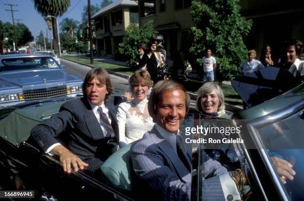 Gabriel Ferrer, Debby Boone, Shirley Boone and Pat Boone attend Debby Boone-Gabriel Ferrer Wedding Ceremony on September 1, 1979 at the Hollywood...