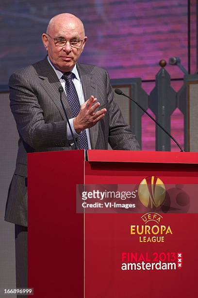 Michael van Praag during the UEFA Europa League trophy handover ceremony on April 18, 2013 at Amsterdam, The Netherlands.